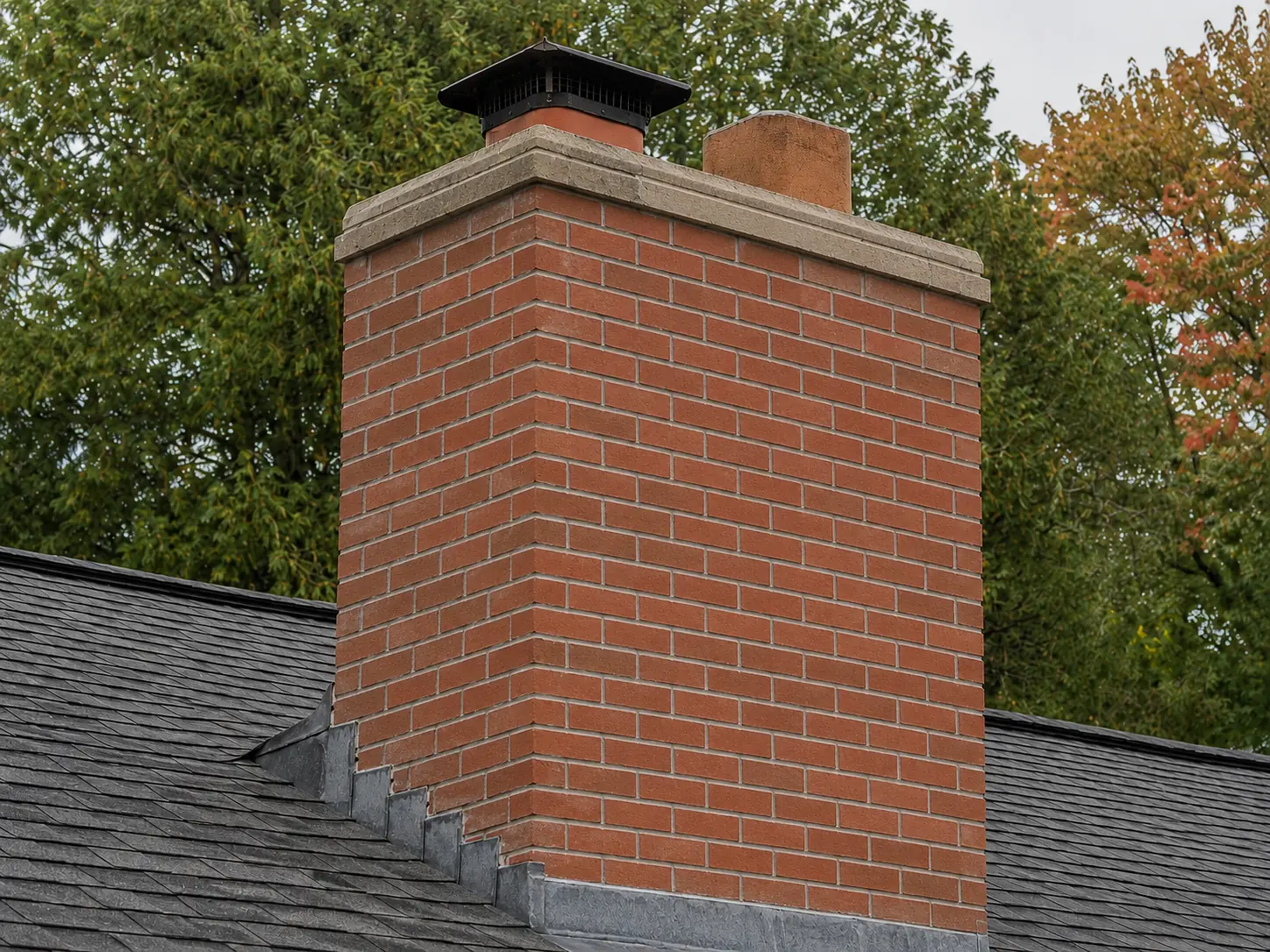 Brick chimney after restoration