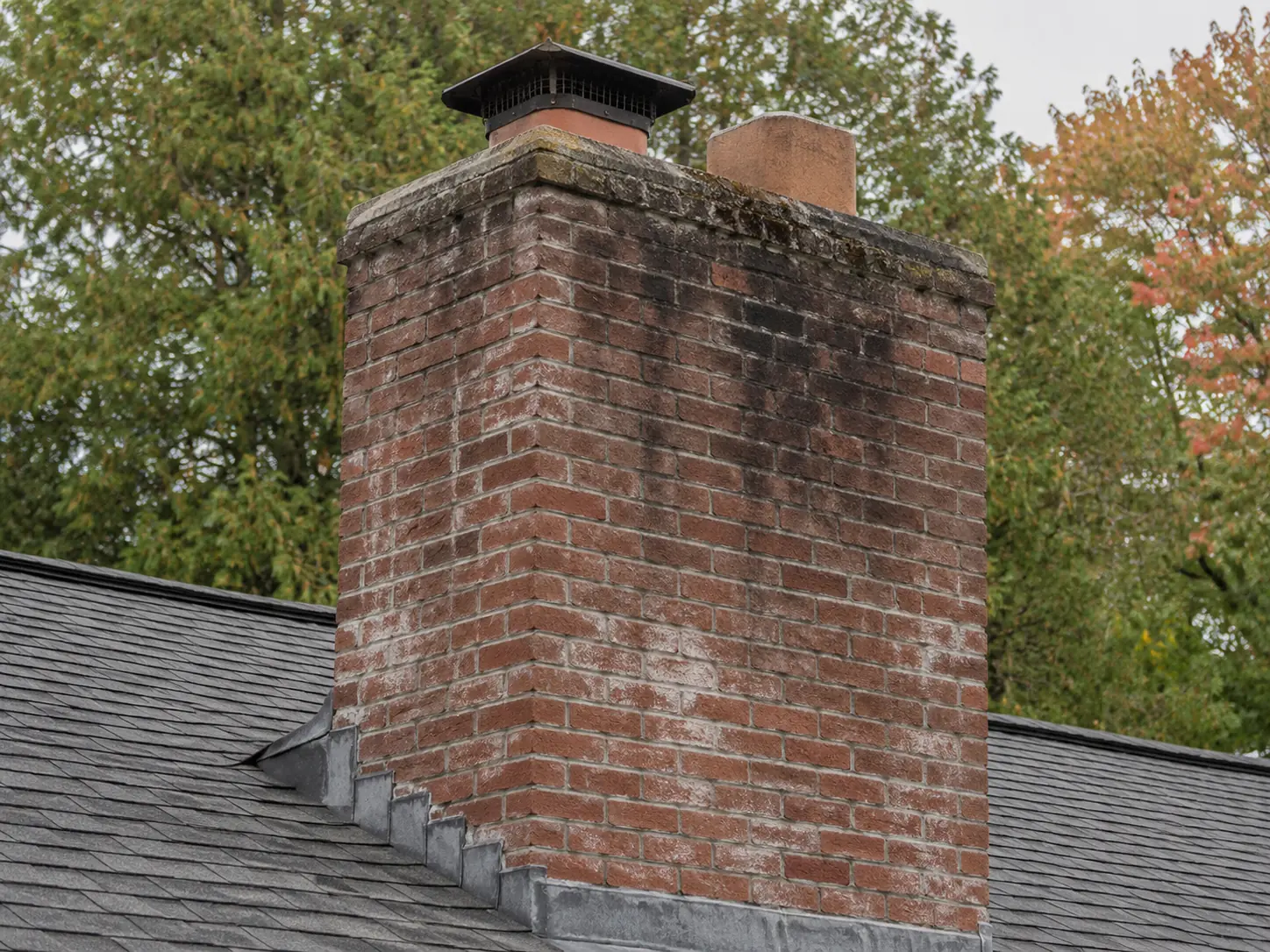 Brick chimney before restoration